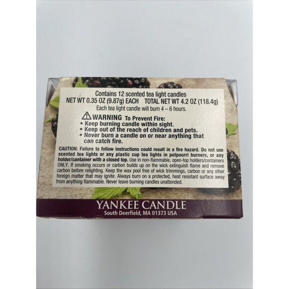 Yankee Candle Box of 12 Scented Tea Light Candles BlackBerry Scent Rare New - Picture 4 of 5